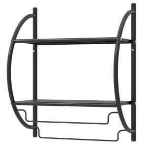 Toallero de pared con barra y 2 estantes negro