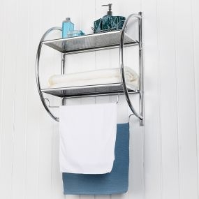 Toallero estante de baño con 2 estantes y 2 colgadores 45 x 25,5 x 55 cm