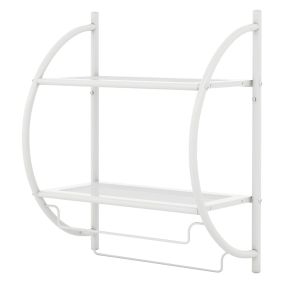 Toallero de pared con barra y 2 estantes blanco
