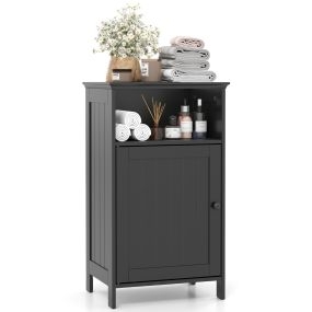 Armario para Baño Mueble Multifuncional con Puerta Individual y Repisa Regulable Organizador Negro