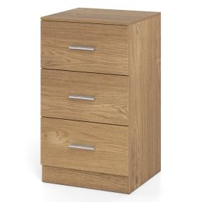 Mesita de Noche de Madera Maciza con 3 Cajones de Almacenamiento Estilo Simple y Elegante para Salón Dormitorio 38 x 35 x 66 cm Natural