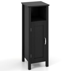 Armario de Suelo de Baño Gabinete con 3 Estantes y Puerta Estantería de Almacenamiento para Cocina Dormitorio Salón 30 x 30 x 80 cm Negro