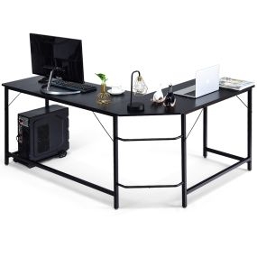 Escritorio esquinero en L para ordenador 168 x 125 x 74 cm negro
