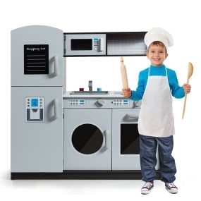 Juego de Cocina de Madera para Jugar con Fregadero y Grifo para Niños 81 x 27,5 x 84 cm Marrón y Gris