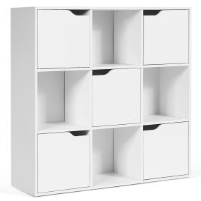 Armario de cubos blanco 9 compartimentos con puertas magnéticas 90 x 29 x 90 cm