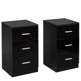 2 Piezas de Archivos con 3 Cajones Duraderos para Hojas Documentos y Carpetas para Oficina Negro 37,1 x 34,2 x 66,5 cm