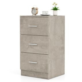 Mesita de Noche con 3 Cajones Mesita de Noche Lacada Brillante Cómoda de Noche para Cama Box Spring 37 x 34 x 66,5 Cm Gris