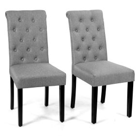 Juego de 2 Sillas de Comedor con Acento y Respaldo y Asiento Ancho con Patas de Madera y Pies Ajustables 43,5 x 61 x 100 cm Gris
