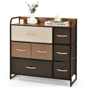 Cajonera con 7 Cajones Organizador Amplio con Cajones Plegables en Tejido Cómoda para Pasillo Vestidor Dormitorio Habitación 80 x 29 x 79 cm