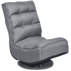 Silla a Ras de Suelo Giratoria a 360° Regulable en 5 Posiciones para Videojuegos Adultos Leer Mirar la TV Gris 59 x 75 x 83 cm