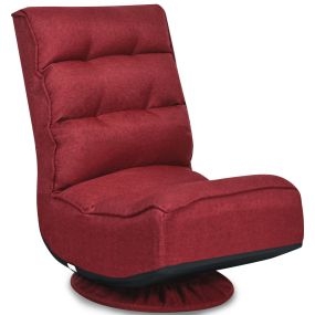 Silla a Ras de Suelo Giratoria a 360° Regulable en 5 Posiciones para Videojuegos Adultos Leer Mirar la TV Rojo 59 x 75 x 83 cm