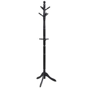 Perchero con 9 Ganchos Soporte para Abrigos con Base de Tres Patas y Altura Ajustable Hasta 175cm-Negro