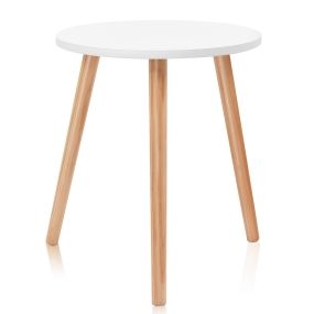 Mesa Baja Redonda Moderna para Salón Pequeños Espacios Dormitorio Balcón Blanco 40 x 40 x 48 cm