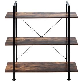 Estantería para Libros Industrial Librería Estable de 3 Niveles con Estructura de Metal para Oficina Cocina 90 x 36 x 99 cm Marrón