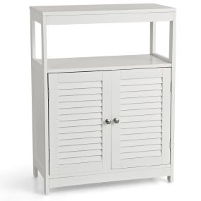 Armario de baño blanco con doble puerta de persiana y repisa regulable 60 x 30 x 80,5 cm