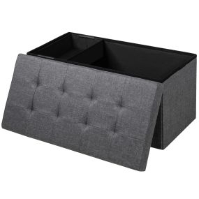 Otomana de Almacenamiento Plegable de 80 cm Cofre para Juguetes con Caja Extraíble Banco para Zapatos con Asiento Acolchado Gris Oscuro