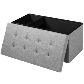 Otomana de Almacenamiento Plegable de 80 cm Cofre para Juguetes con Caja Extraíble Banco para Zapatos con Asiento Acolchado Gris Claro