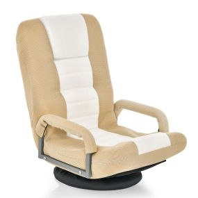 Sofá silla plegable de suelo regulable en 7 posiciones giratorio 360° con reposabrazos beige