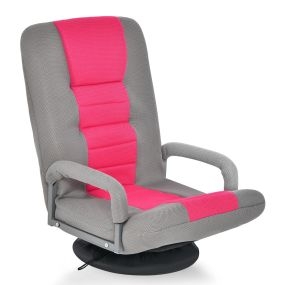 Silla de suelo plegable regulable en 7 posiciones giratoria 360° rosa 150 kg 61-87 x 55 x 75 cm