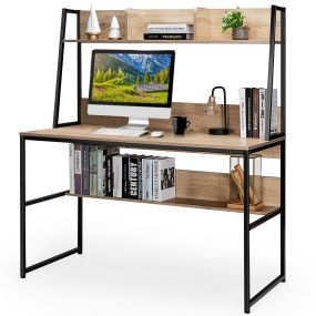 Mesa de estudio con estantería y 3 cubos de almacenamiento 120 x 57 x 139,5 cm natural