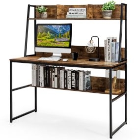 Mesa de estudio con estantería y 3 cubos de almacenamiento 120 x 57 x 139,5 cm marrón