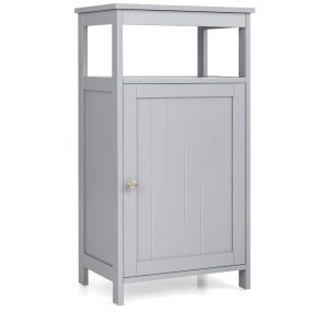Armario de baño de madera gris con puerta y repisa regulable 45 x 30 x 84 cm