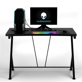 Escritorio de computadora con marco de metal en forma de R negro 116 x 75 x 77 cm