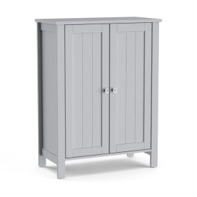 Armario del Baño Organizador Vertical con Doble Puerta y Repisa Regulable Mueble Moderno para Casa 60 x 30 x 80,5 cm Gris