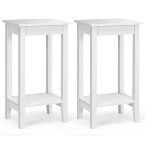 Juego de 2 Mesita Auxiliar Mesilla de Sofá de 2 Niveles Mesa Rectangular Estrecha Compacta para Salón Dormitorio 40,5 x 29,5 x 73,5 cm Blanco