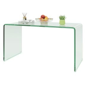 Mesa de centro moderna de vidrio templado transparente con pies antideslizantes 108 x 50 x 35 cm