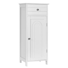 Armario de baño vertical blanco con puerta, 1 cajón y 2 repisas regulables 35,6 x 30,5 x 88 cm