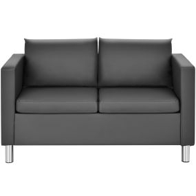 Sofá Moderno de 2 Plazas en Símil-Cuero PU con Cojín Blando Convertible en Sofá Cama Perfecto para Casa y Oficina Gris 120 x 60 x 62,5 cm