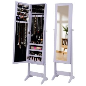 Armario joyero con espejo de cuerpo entero 3 ángulos regulables 35 x 30 x 144 cm violeta