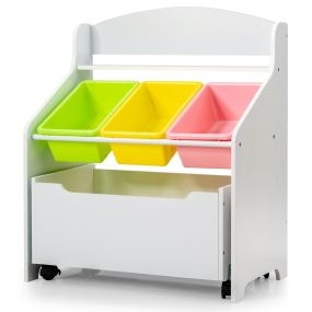 Organizador Libros y Juguetes para Niños con 3 Cajas para Jardín de Infantes y Educación en el Hogar Blanco 63,5 x 38 x 76 cm