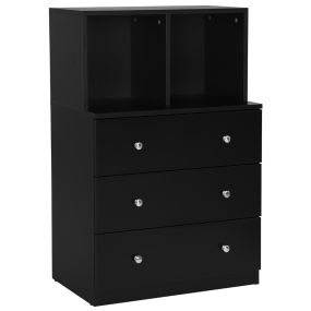 Cómoda con 3 Cajones y 2 Compartimentos Cajonera Mueble de Almacenamiento para Dormitorio Pasillo Entrada Oficina 60 x 40 x 94 cm Negro