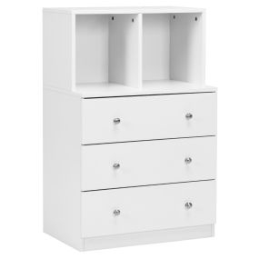 Cómoda con 3 Cajones y 2 Compartimentos Cajonera Mueble de Almacenamiento para Dormitorio Pasillo Entrada Oficina 60 x 40 x 94 cm Blanco