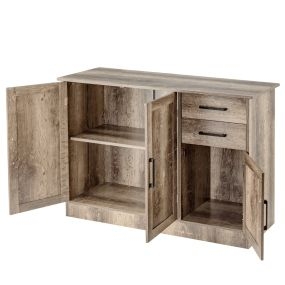 Aparador Cocina Armario Buffet con 2 Cajones 3 Puertas 1 Estante Ajustable Aparador para Comedor Salón Entrada 110 x 40 x 78 cm Gris