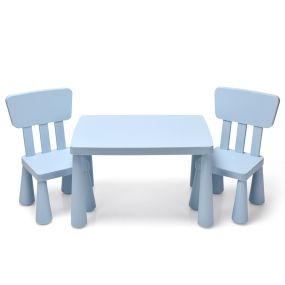 Set con Mesa y 2 Sillas para Niños Comer Dibujar Escribir y Hacer Manualidades Azul 76,5 x 54,5 x 49,5 cm