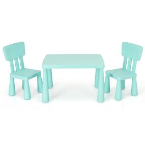 Set con Mesa y 2 Sillas para Niños Comer Dibujar Escribir y Hacer Manualidades Verde 76,5 x 54,5 x 49,5 cm