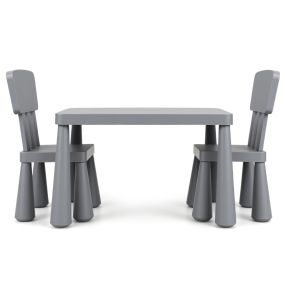 Set con Mesa y 2 Sillas para Niños Set con Mesa y 2 Sillas para Niños para Comer Dibujar para Clase 76,5 x 54,5 x 49,5 cm Gris