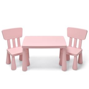 Set con Mesa y 2 Sillas para Niños Comer Dibujar Escribir y Hacer Manualidades Rosa 76,5 x 54,5 x 49,5 cm