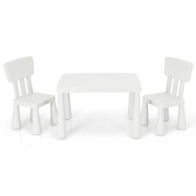 Set con Mesa y 2 Sillas para Niños Comer Dibujar Escribir y Hacer Manualidades Blanco 76,5 x 54,5 x 49,5 cm