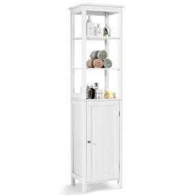 Armario de baño independiente con estante de 3 niveles 40 x 32 x 161,5 cm blanco