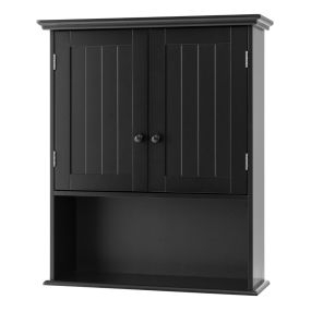 Armario de Baño de Pared con 2 Puertas Repisa Ajustable en Altura Cocina Salón 60 x 20 x 70,5 cm Negro