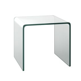 Mesa de Centro de Vidrio Templado con Bordes en Cascada y Almohadilla Antideslizante Mesa Auxiliar para Salón Dormitorio 45 x 45 x 41 cm