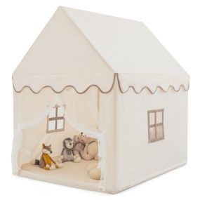 Casa de Muñecas para Niños Casita con Tienda Alfombrilla de Algodón con Puerta Ventana Castillo Juguete para Niños 120 x 105 x 140 cm Café