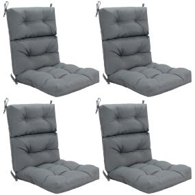 Juego de 4 cojines para silla respaldo alto con cinturones antideslizantes gris