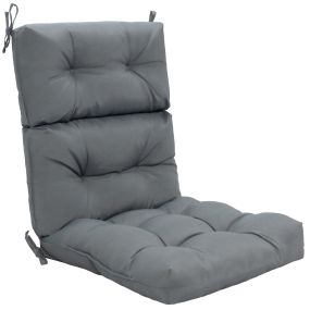 Cojín para Silla de Respaldo Alto Almohada para Silla de Patio con Cinturones Antideslizantes Esponja Engrosada Material de Poliéster Gris
