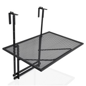 Repisa de Hierro para Colgar Mesa Plegable para Barandilla con 5 Niveles Regulables en Altura Negro 60,5 x 40,5 x 61,5-82,5 cm
