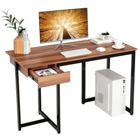 Escritorio de oficina moderno con estructura de metal y pies ajustables 120 x 55 x 75 cm nogal